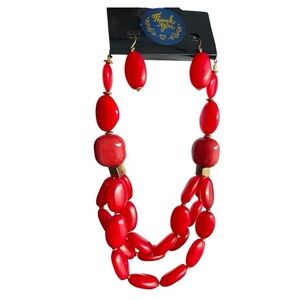 Red Necklace Earrings Set Red Bridal Jewelry Set Statement Red Prom Jewelry Set
